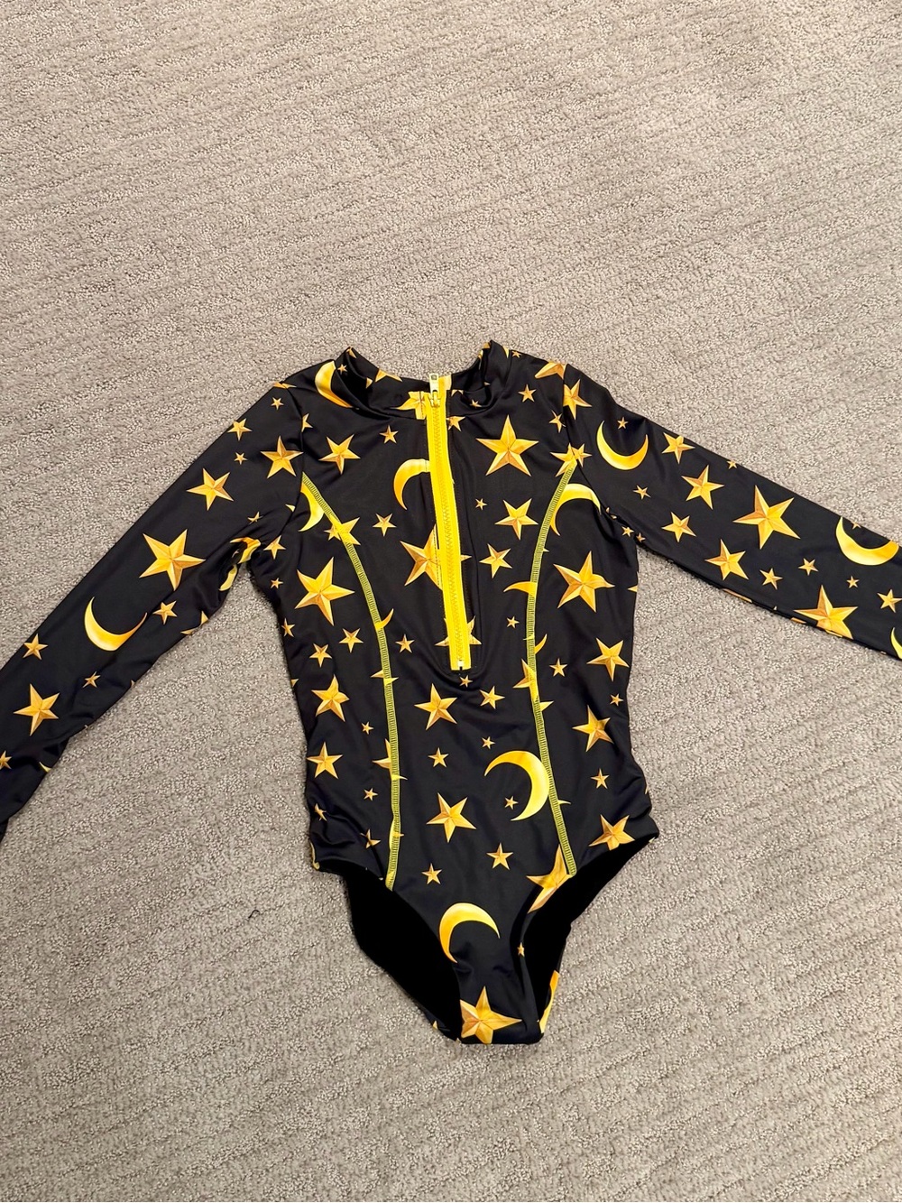 Submarine Black & Yellow Star Moon Long-Sleeve One-Piece